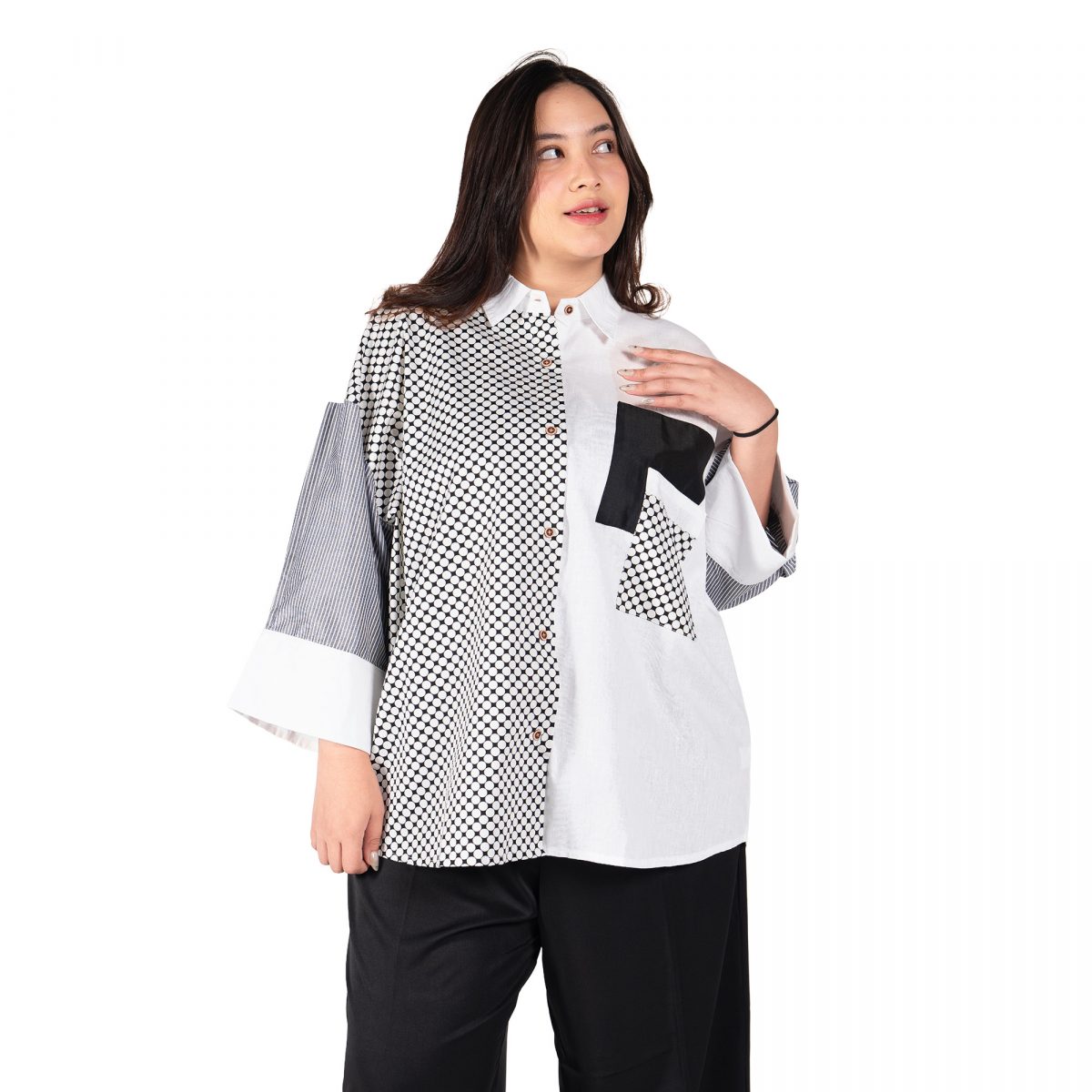 Emira Shirt White Black - Image 2