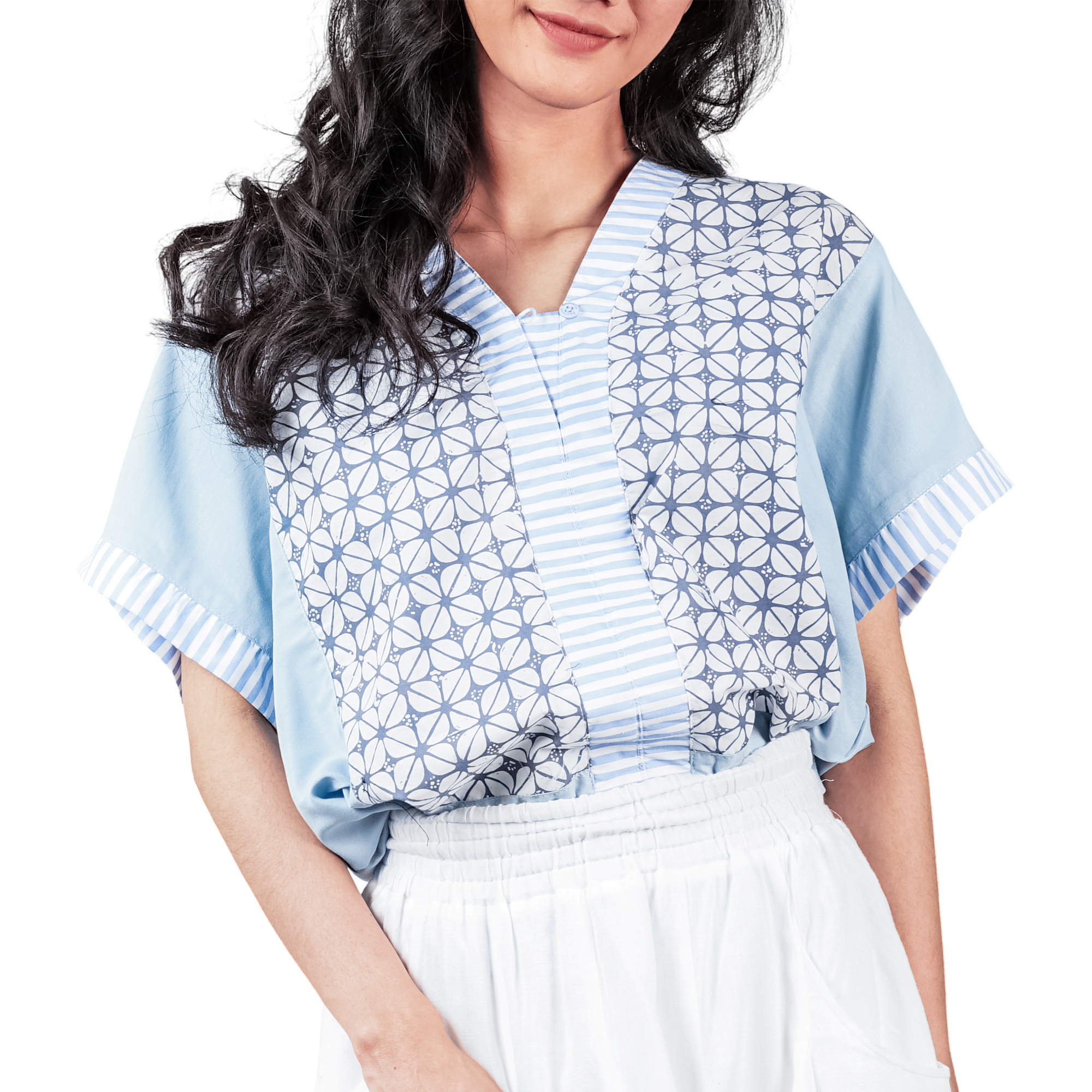 Nadira Blouse Sky Blue - Bhatara Batik