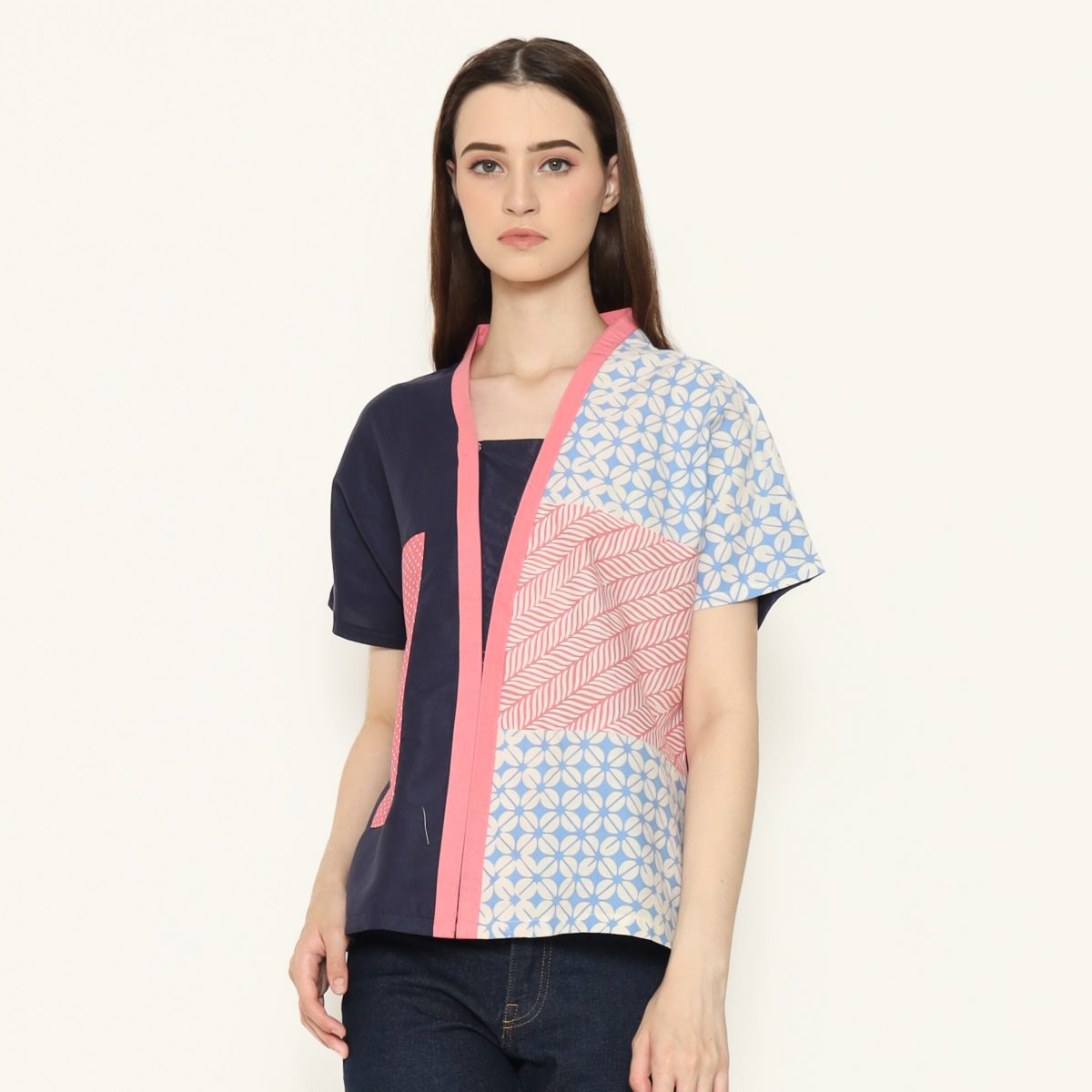 Daneli Blouse Blue Pink - Image 2