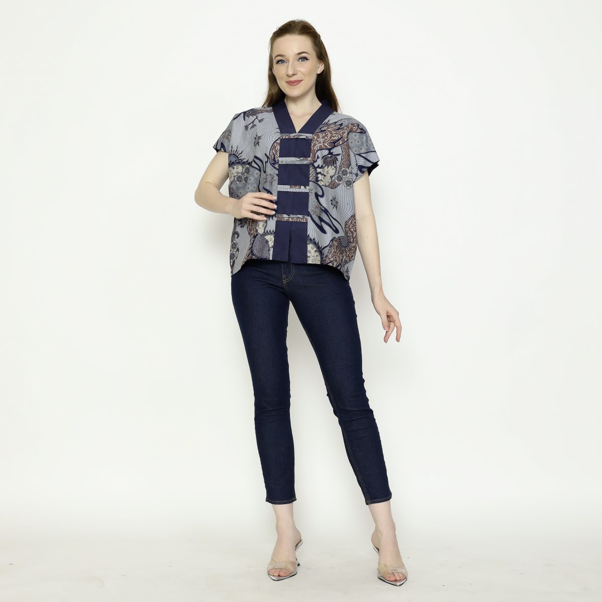 Olivia Blouse Grey Navy - Image 9