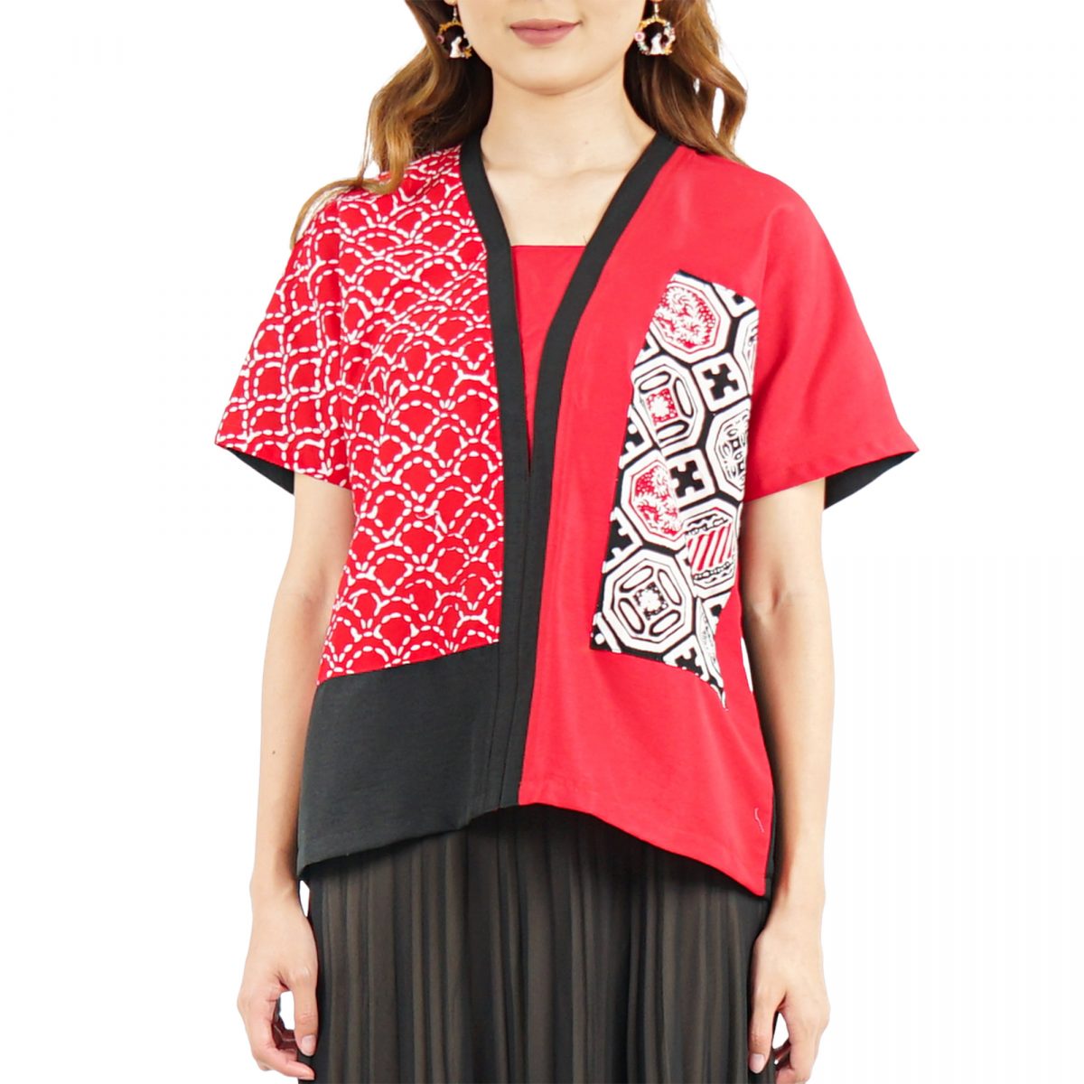 Ria Blouse Red Black - Image 2