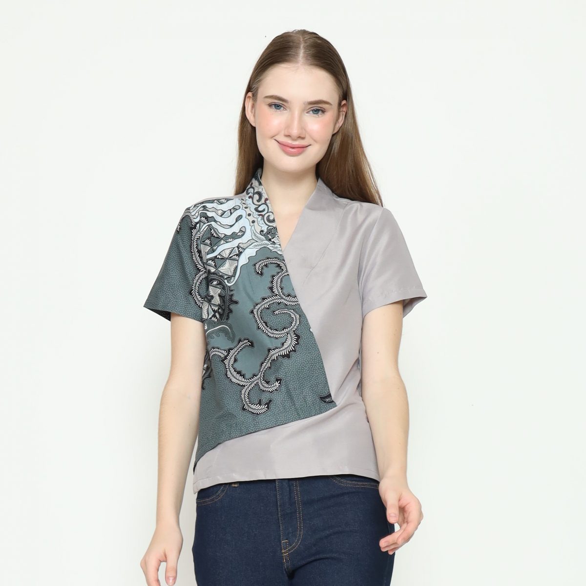 Leslie 2 Blouse Green Grey