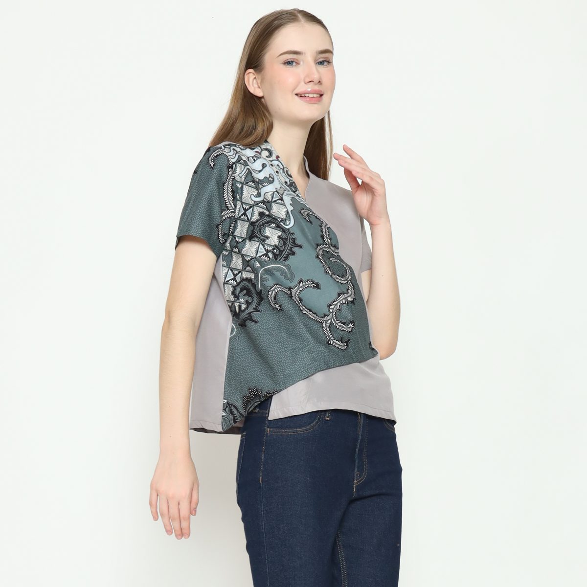 Leslie 2 Blouse Green Grey - Image 3