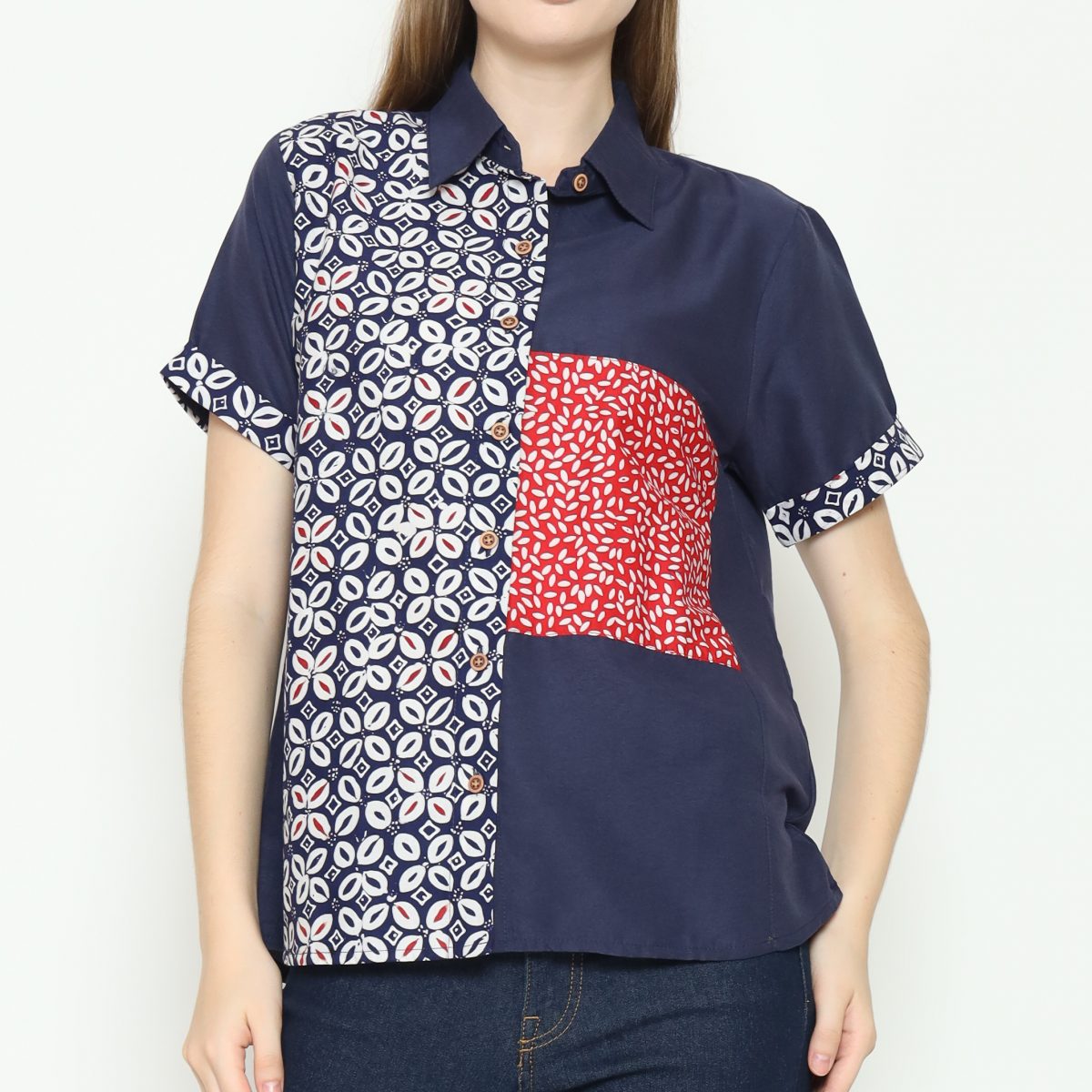 Khristie Shirt Navy Red - Image 2