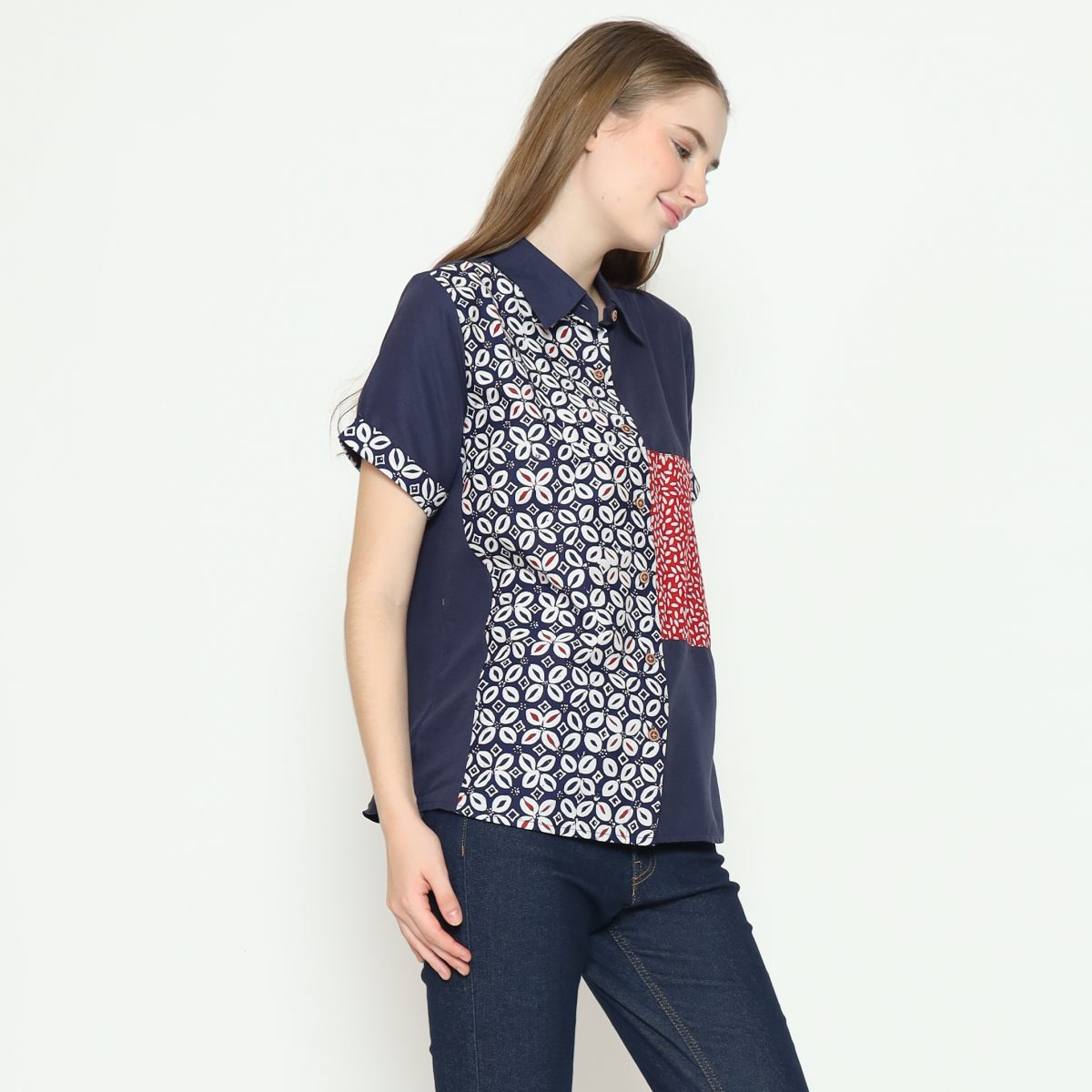 Khristie Shirt Navy Red - Image 4