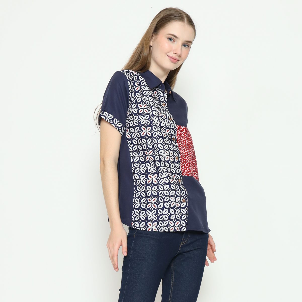 Khristie Shirt Navy Red - Image 3