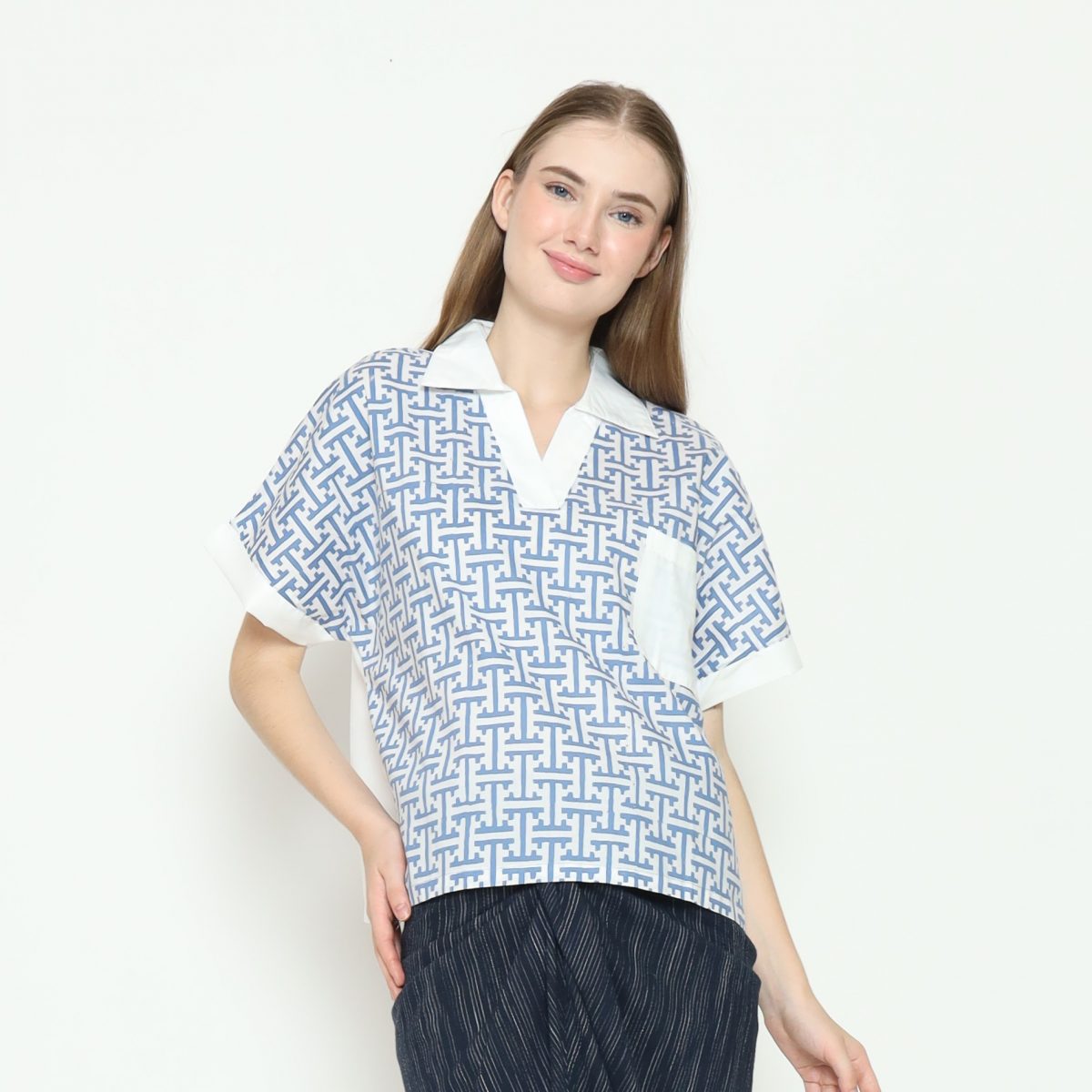 Liliana Blouse Maze Blue