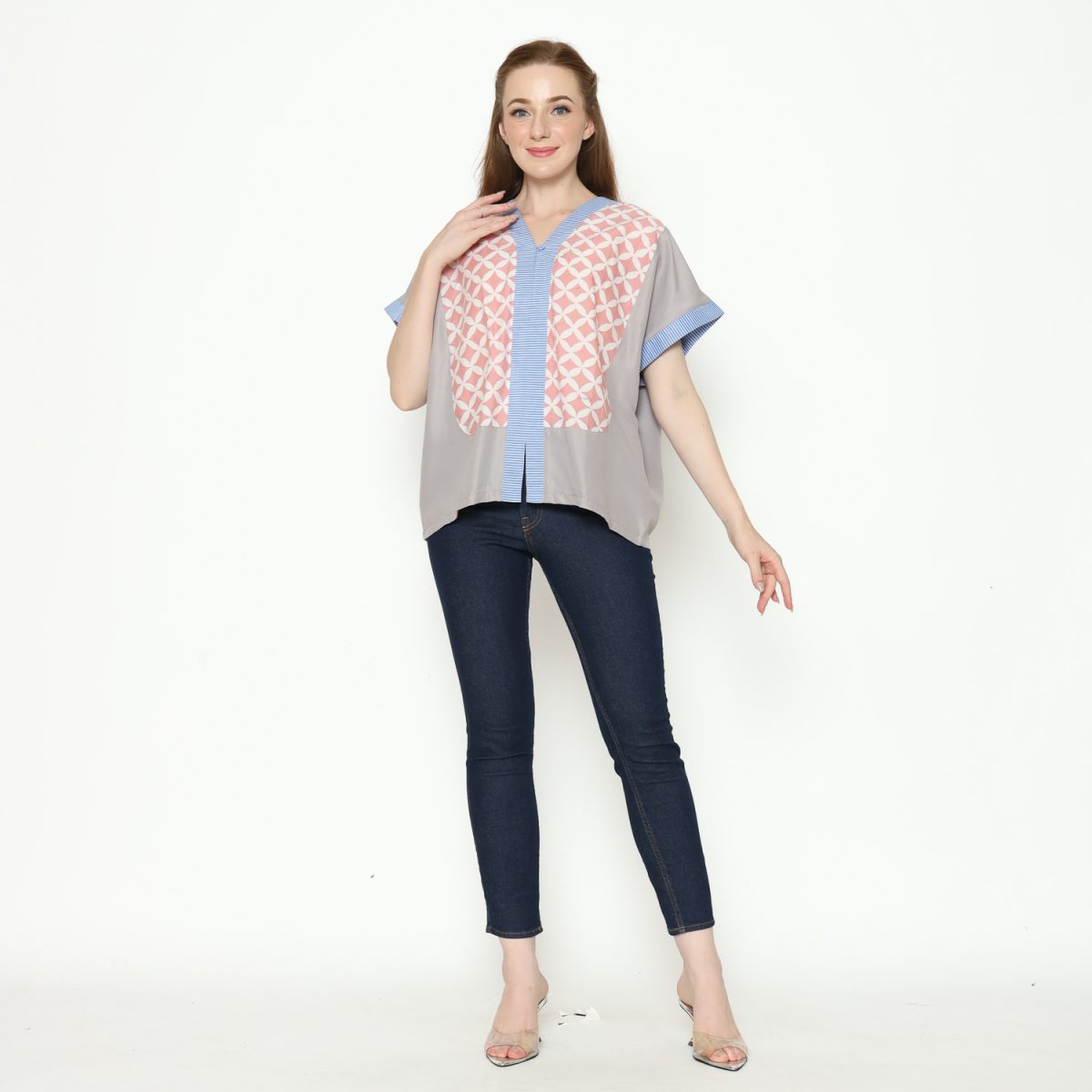 Nadira Blouse Pink Grey - Image 9