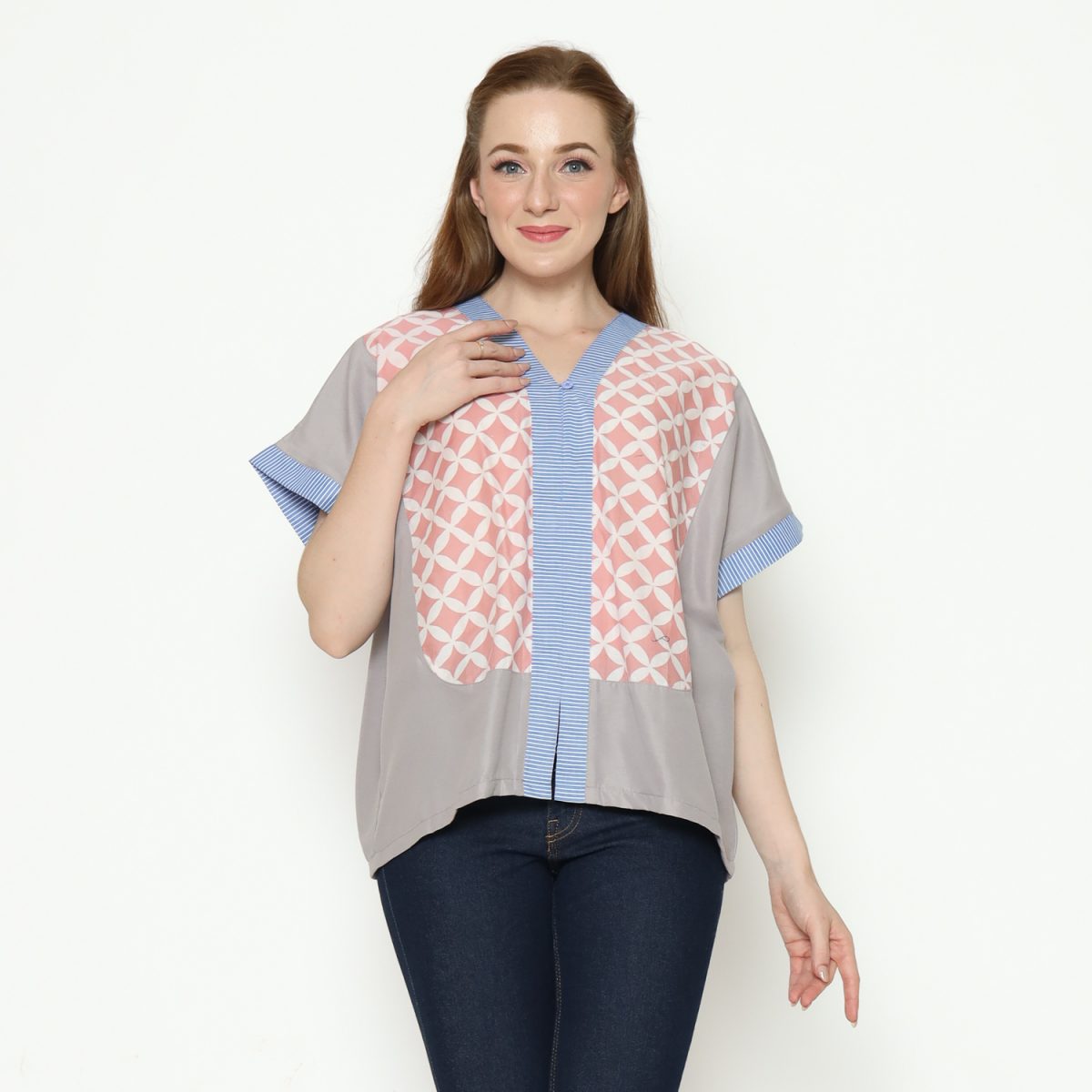 Nadira Blouse Pink Grey