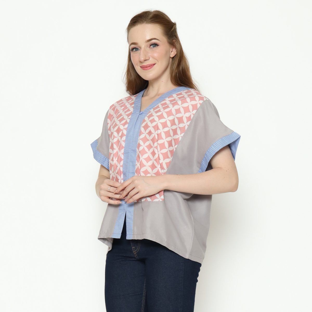 Nadira Blouse Pink Grey - Image 3