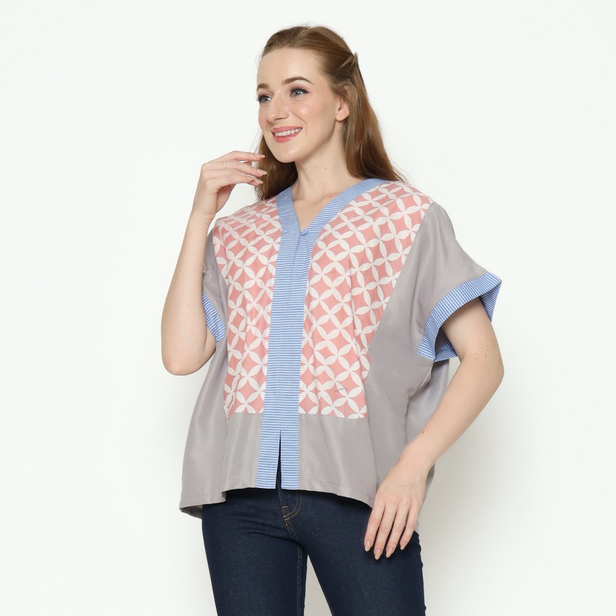 Nadira Blouse Pink Grey - Image 4