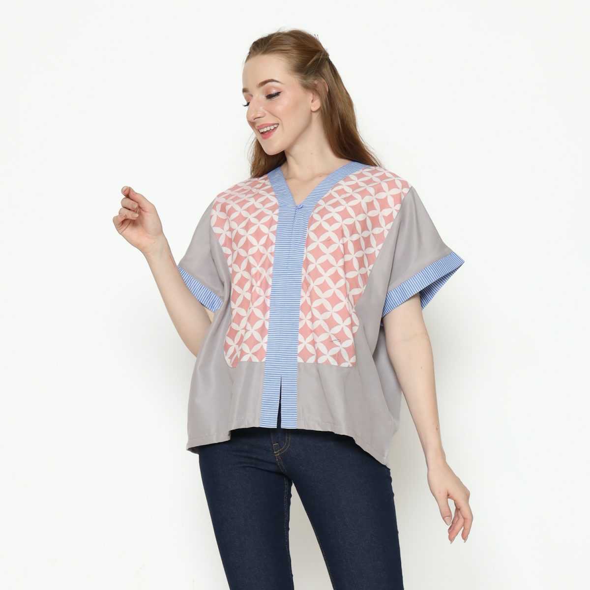 Nadira Blouse Pink Grey - Image 5