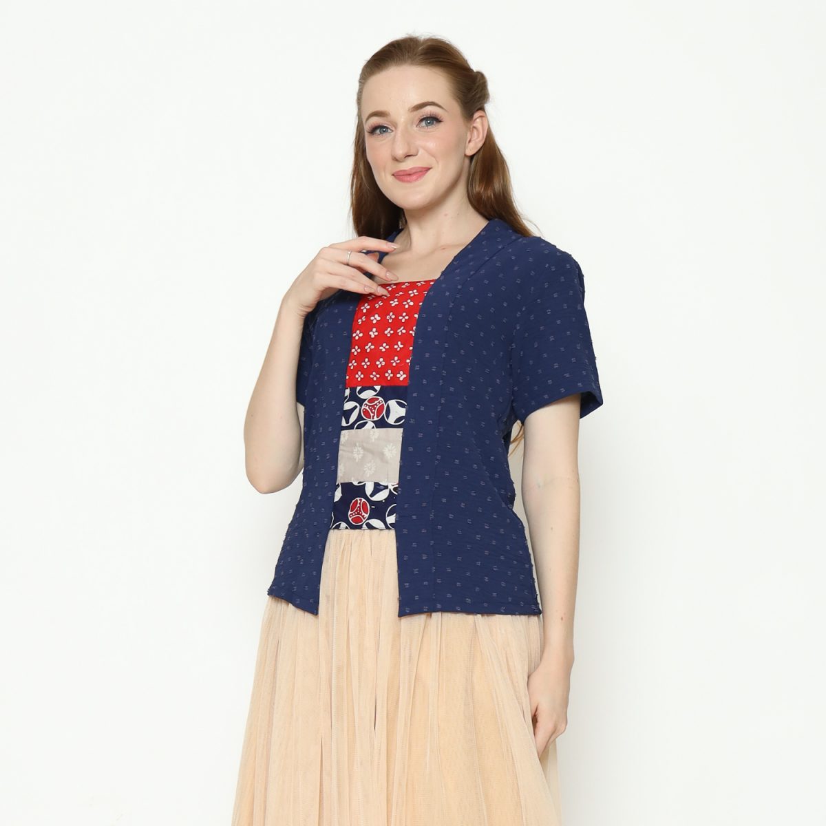 Cerita Blouse Navy Red - Image 4