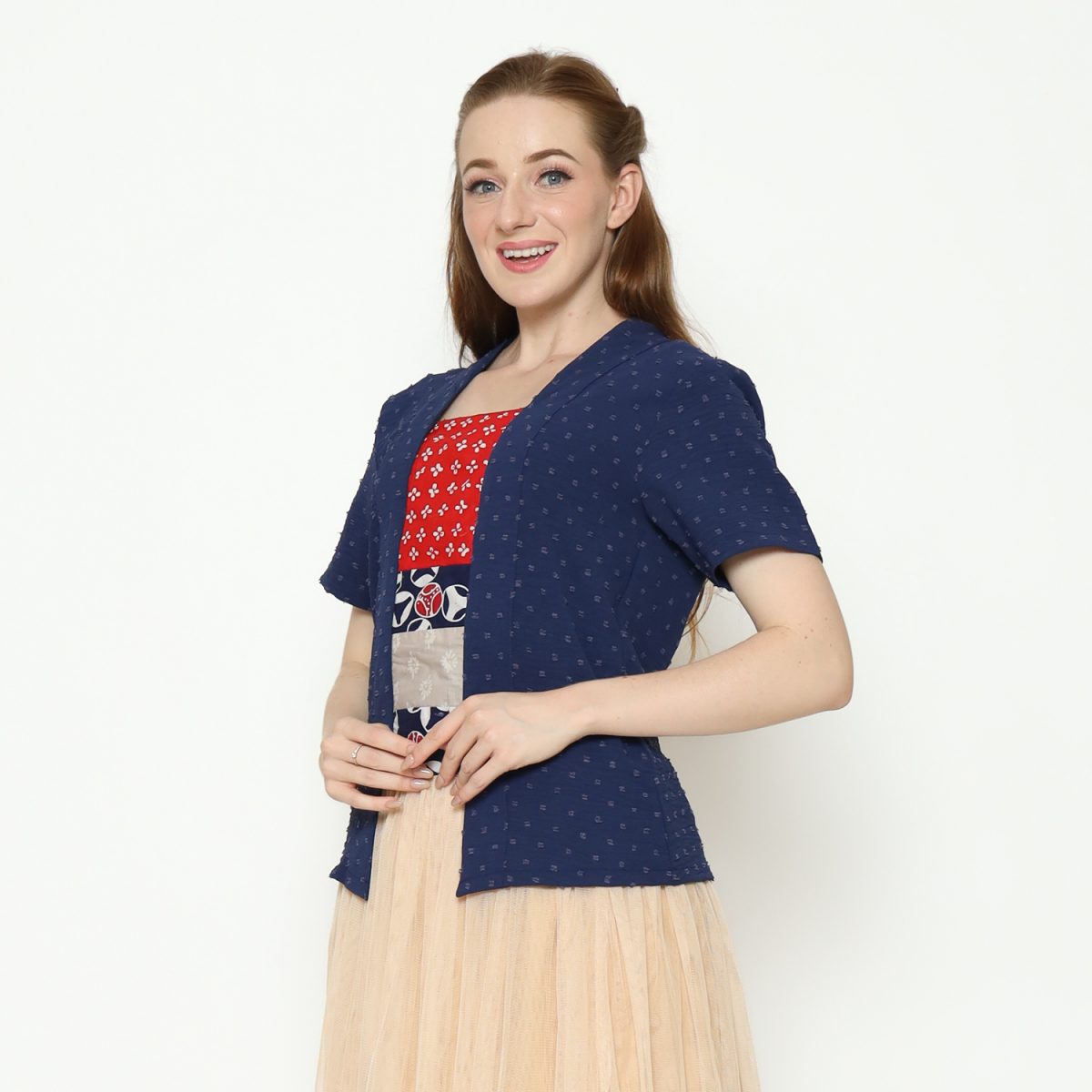 Cerita Blouse Navy Red - Image 3