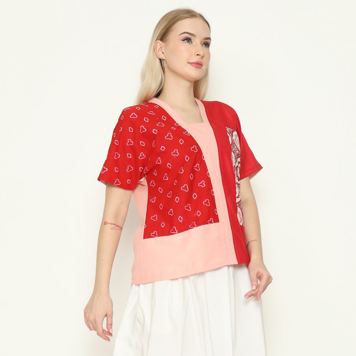 Ria Blouse Jumputan Red - Image 3