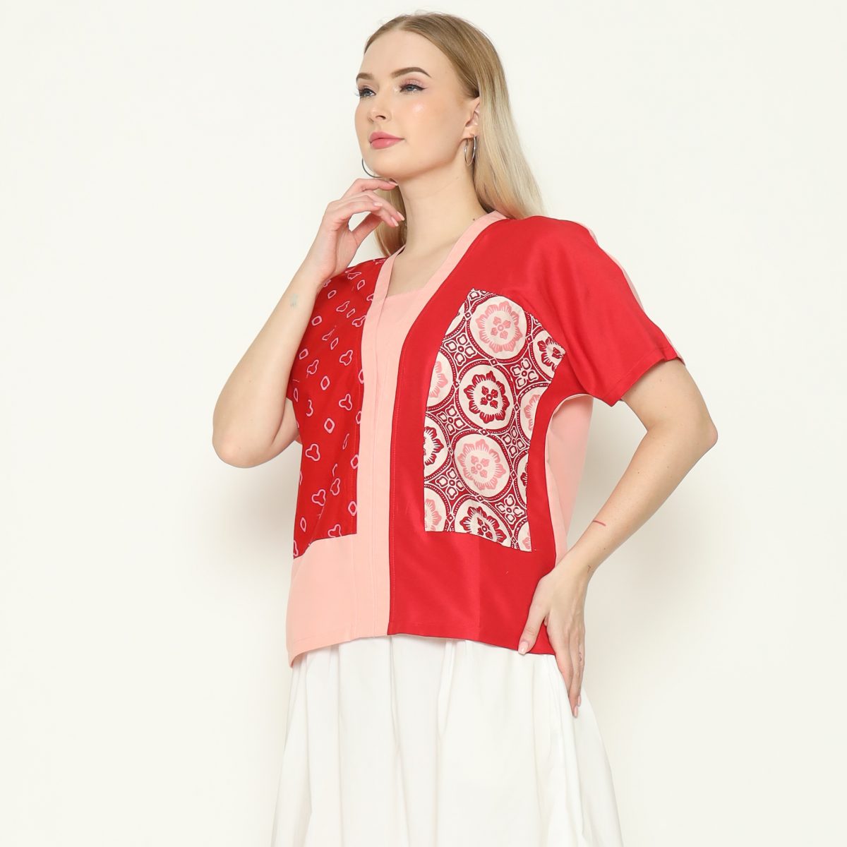 Ria Blouse Jumputan Red - Image 5