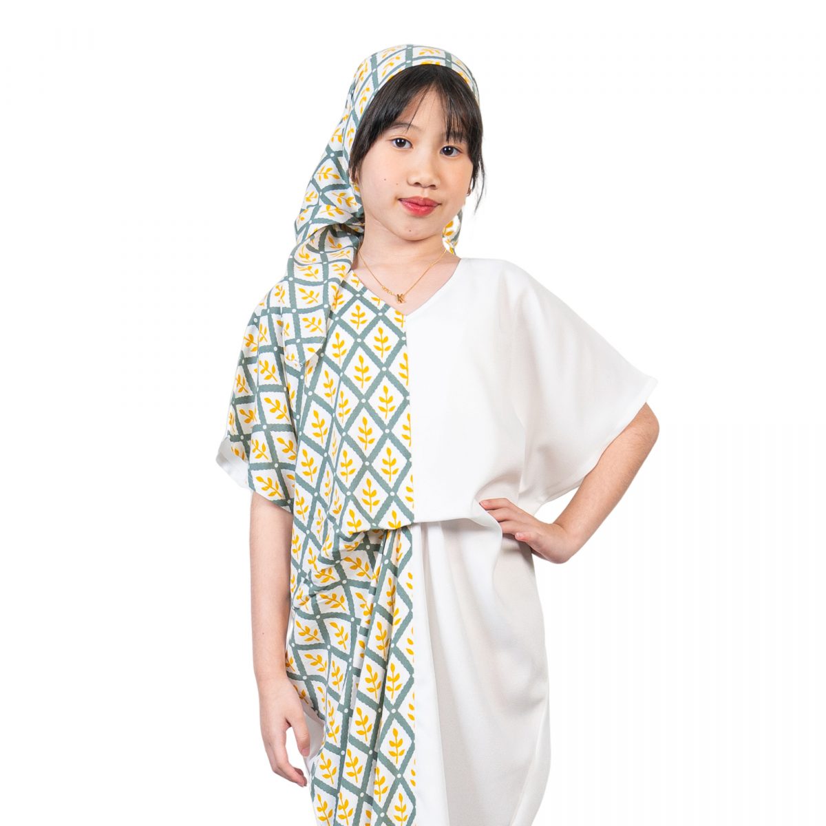 Dewayani Kaftan Kids Green Yellow