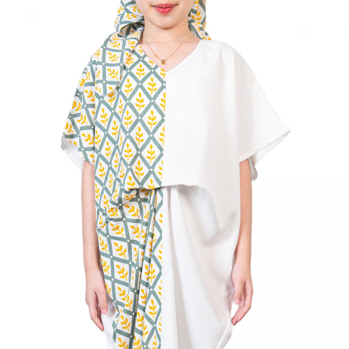 Dewayani Kaftan Kids Green Yellow - Image 2