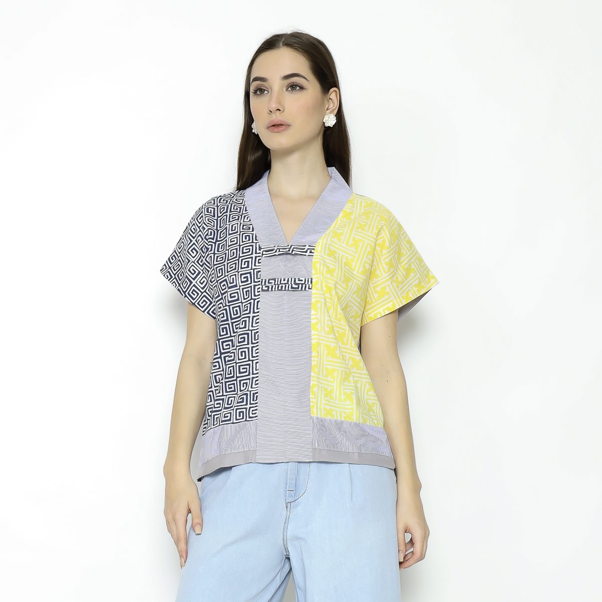 Inara Blouse Grey Yellow - Image 6