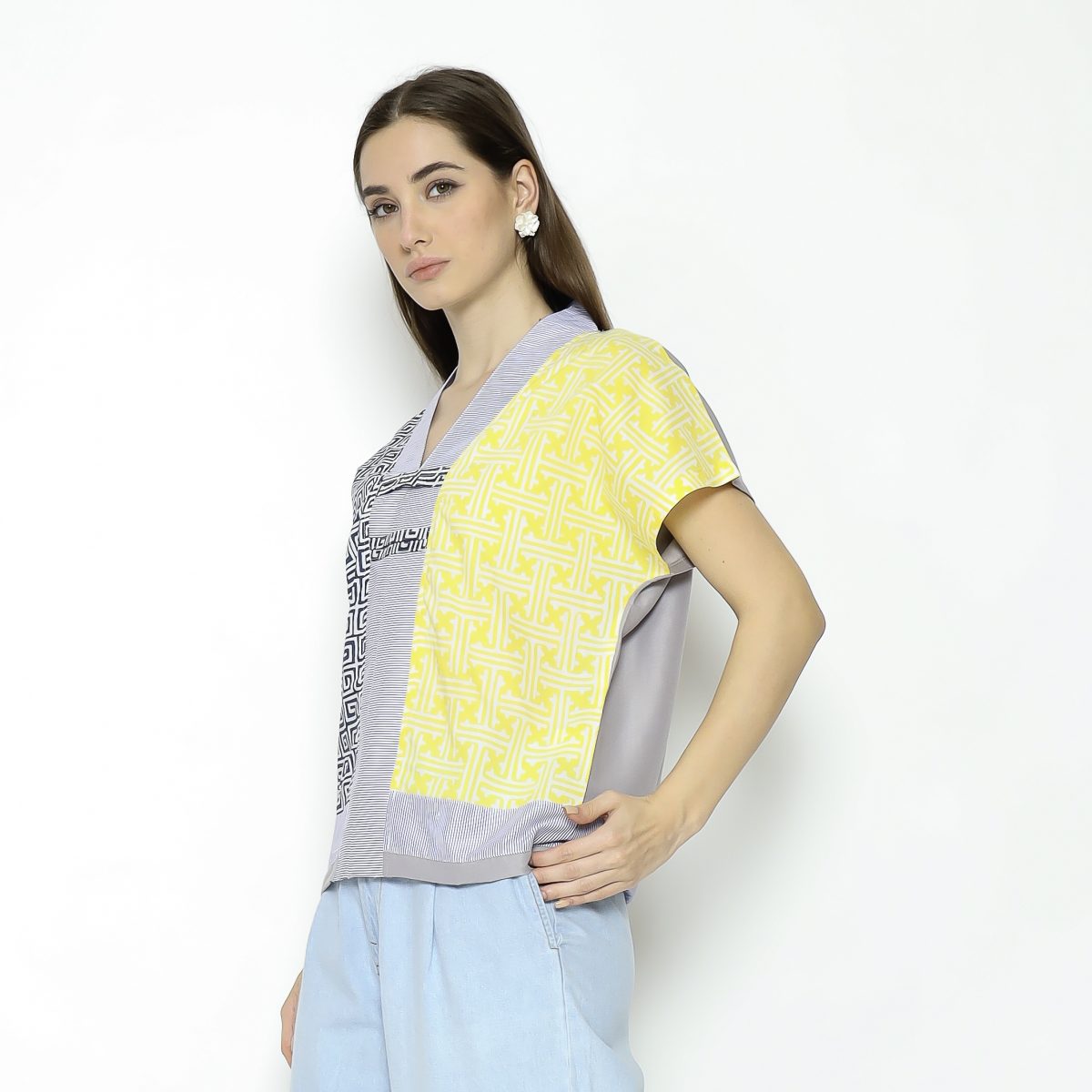 Inara Blouse Grey Yellow - Image 4