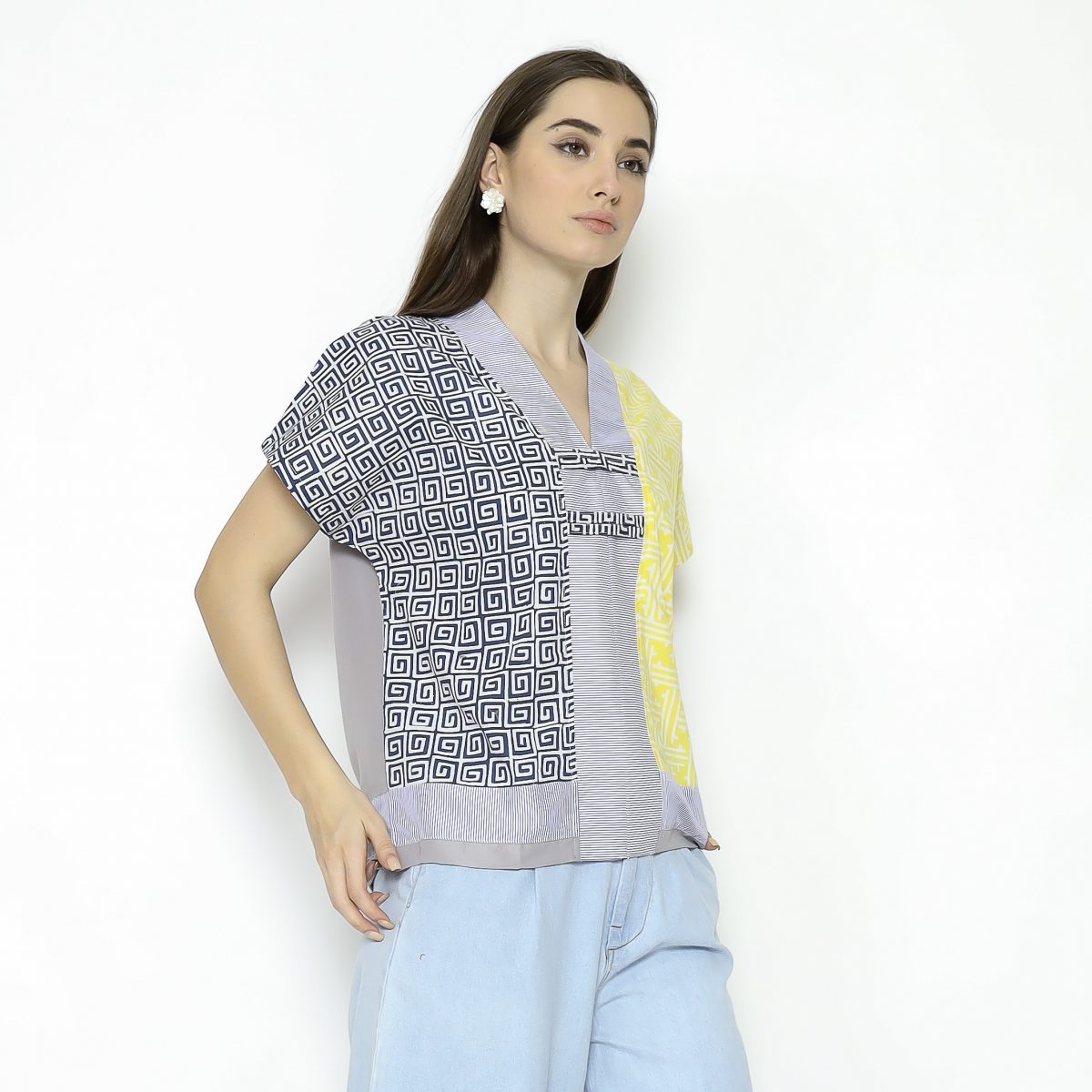 Inara Blouse Grey Yellow - Image 3