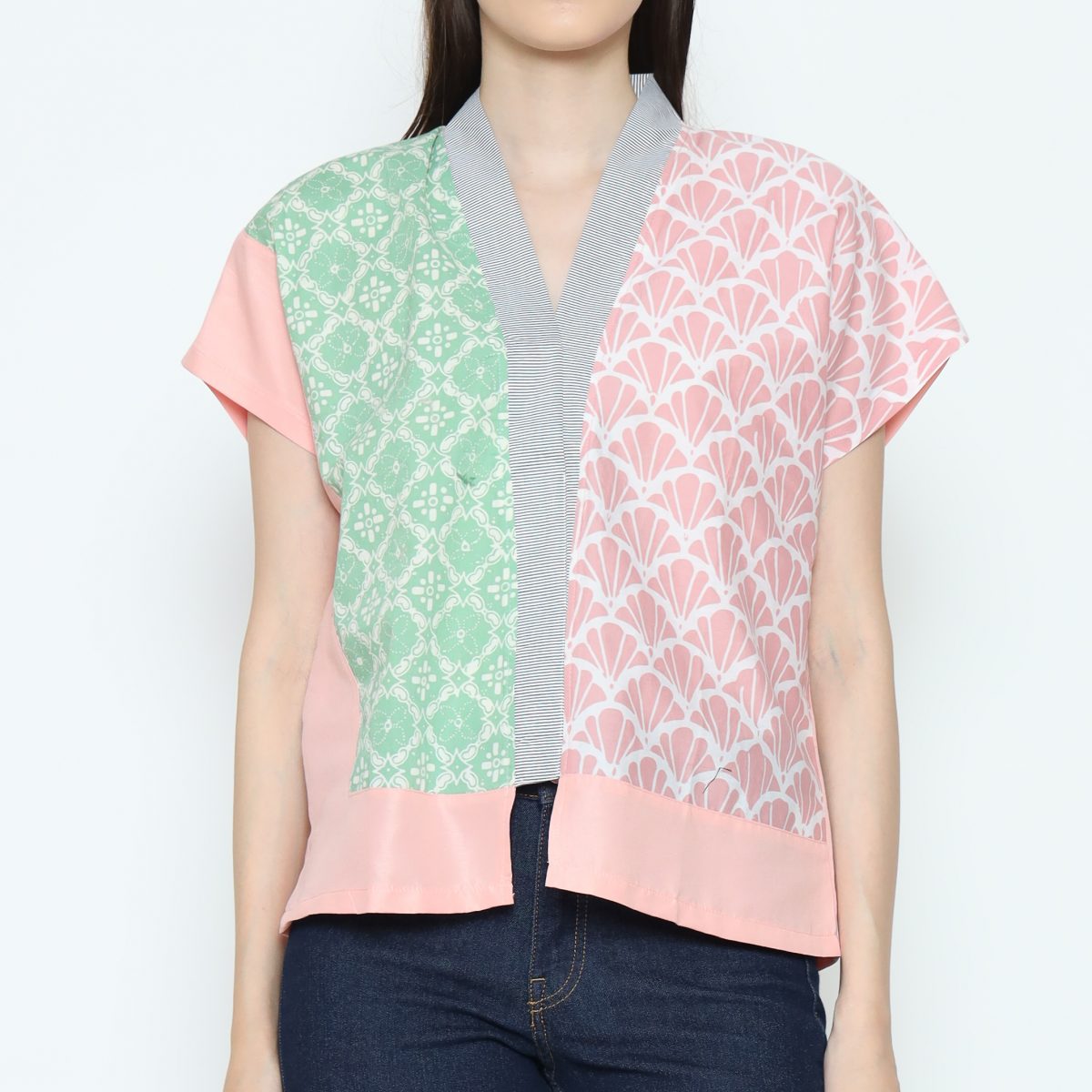 Fidelya Blouse Pink Green - Image 2