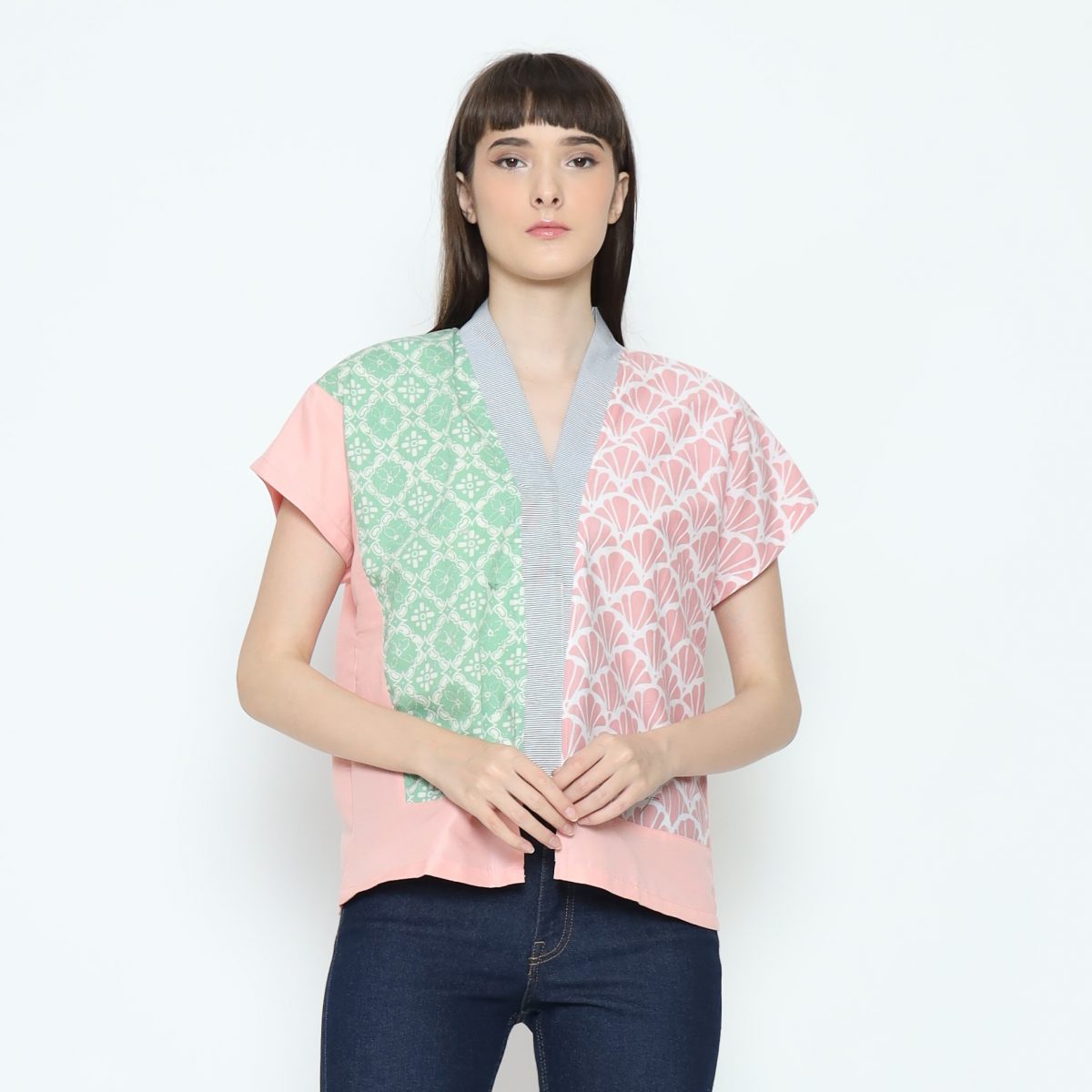 Fidelya Blouse Pink Green