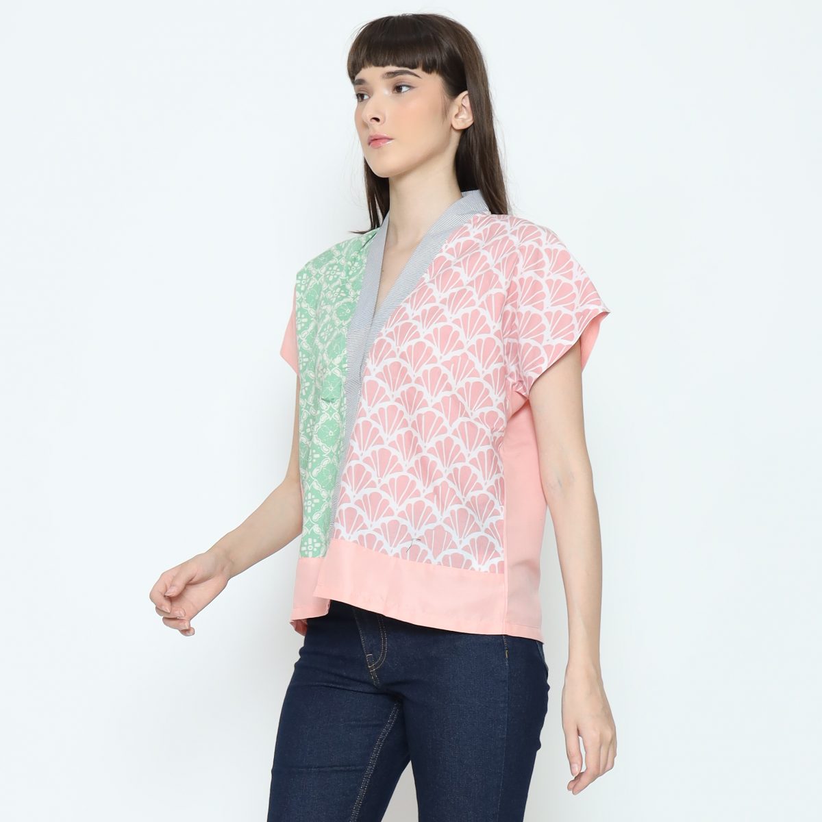 Fidelya Blouse Pink Green - Image 3